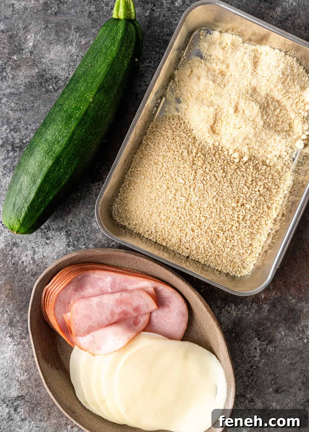 overhead: ingredients needed for my zucchini roll recipe