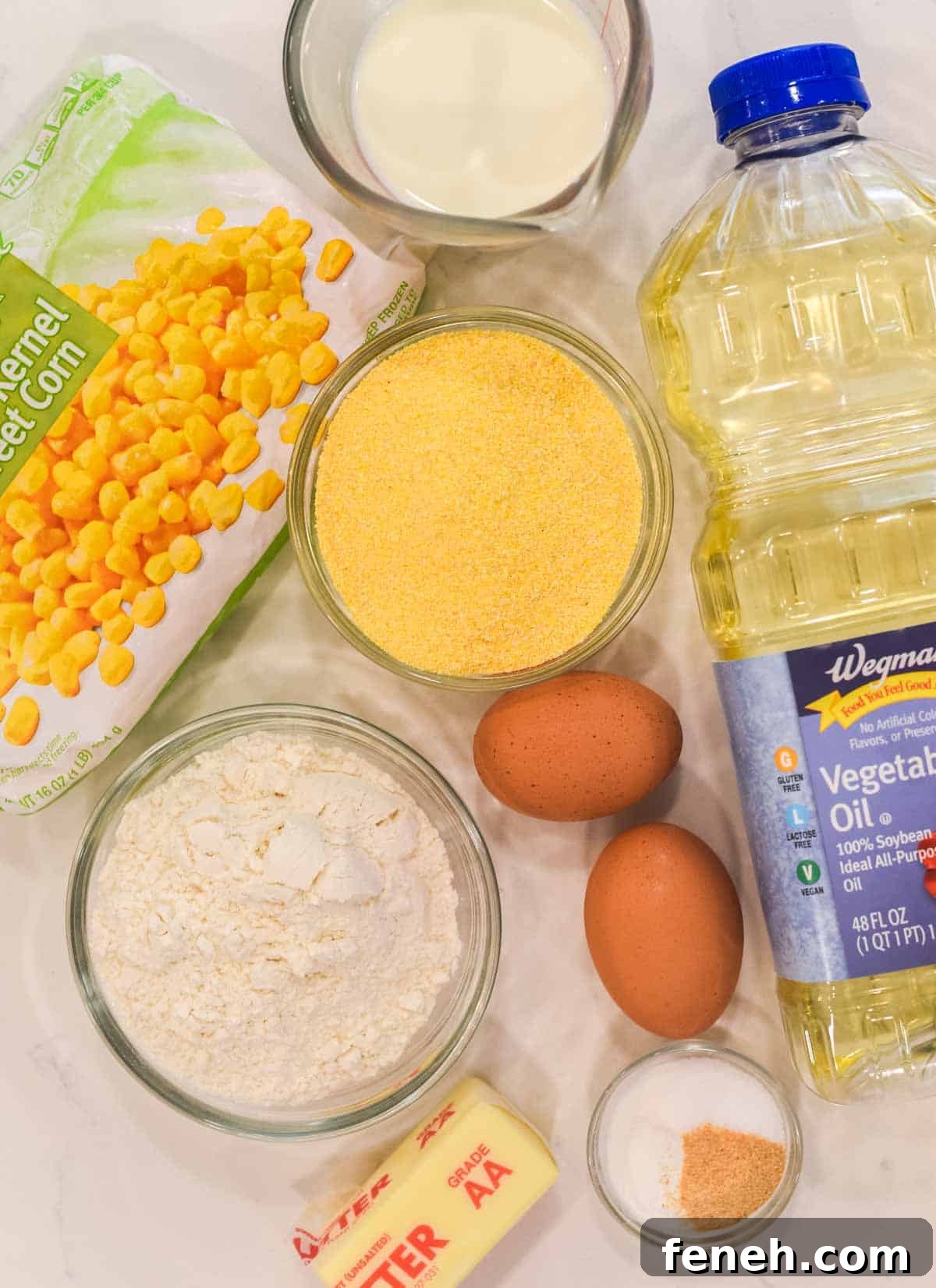overhead shot of ingredients for corn nuggets