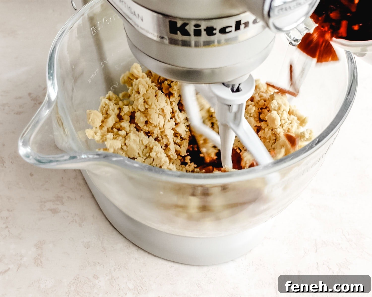 Add toffee bits to the cookies dough.