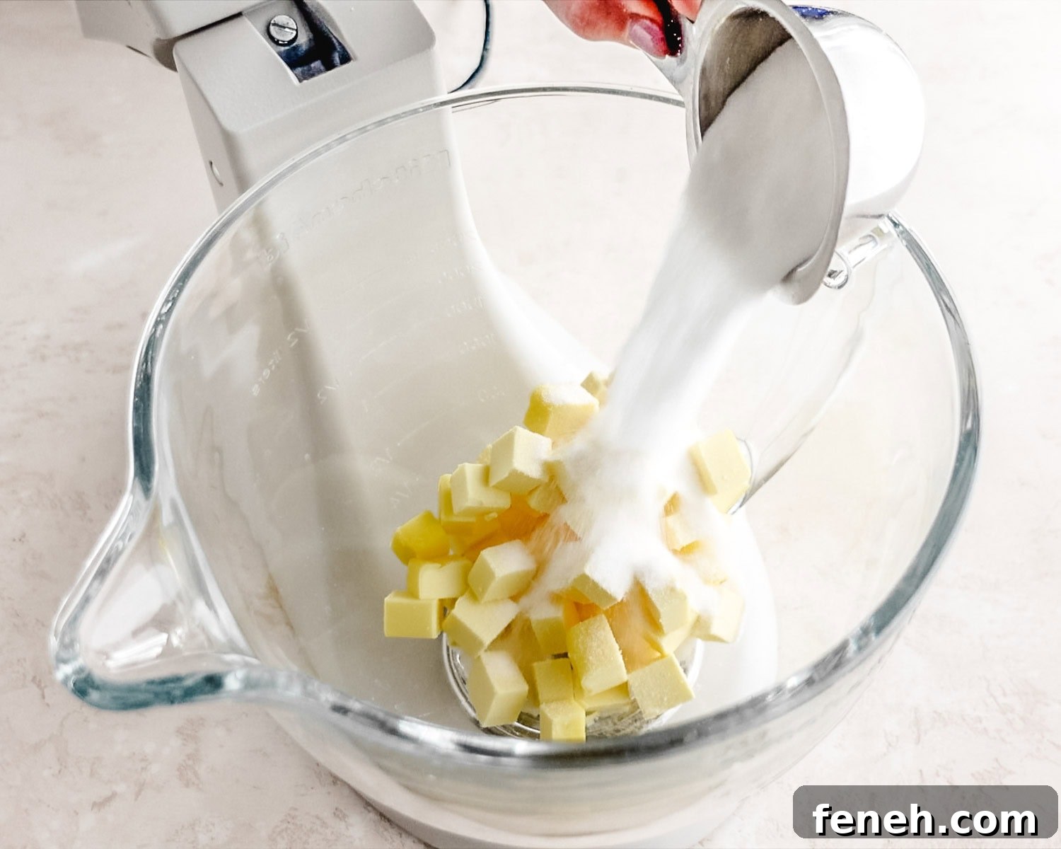 Add granulated sugar to the butter.