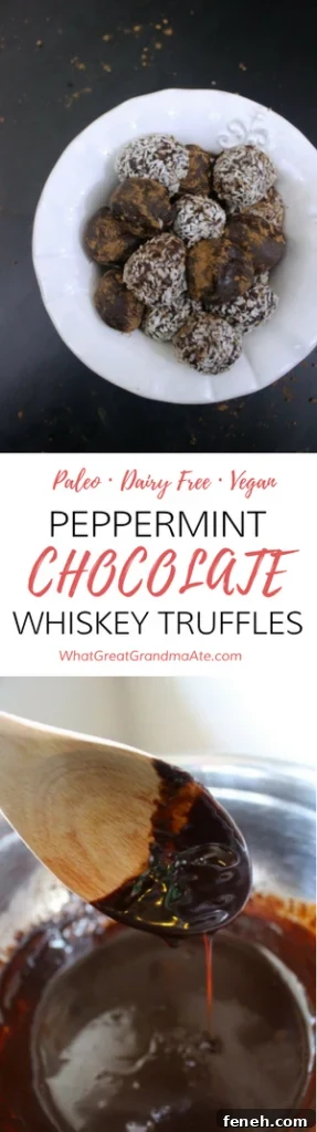 Peppermint Chocolate Whiskey Truffles Paleo Dairy Free Vegan