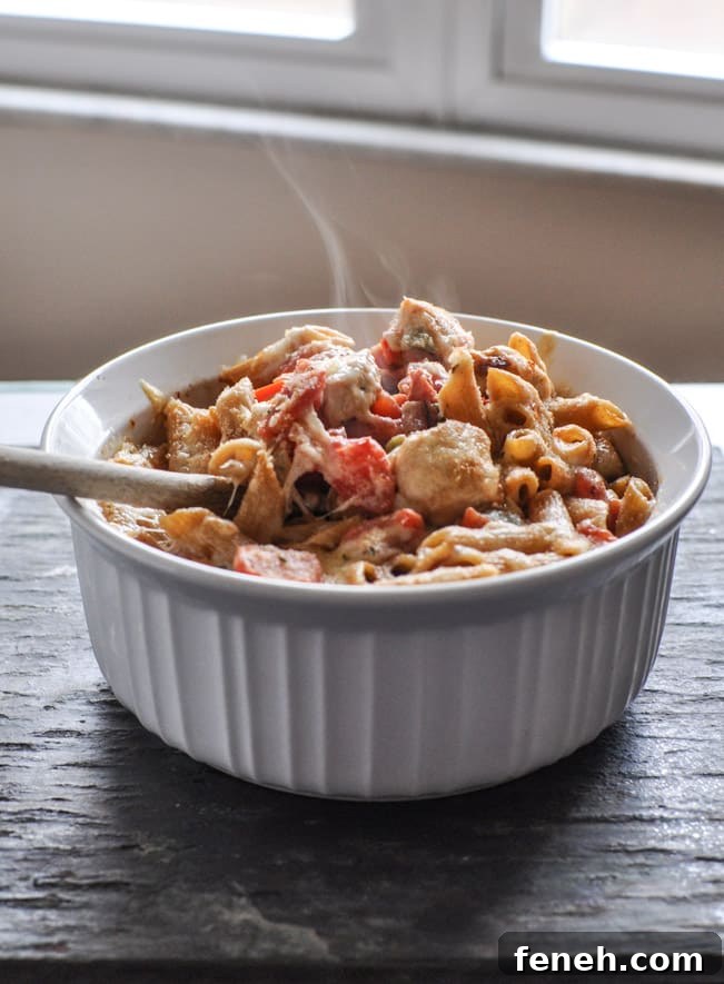 Super Easy Creamy Tomato and Chicken Baked Penne