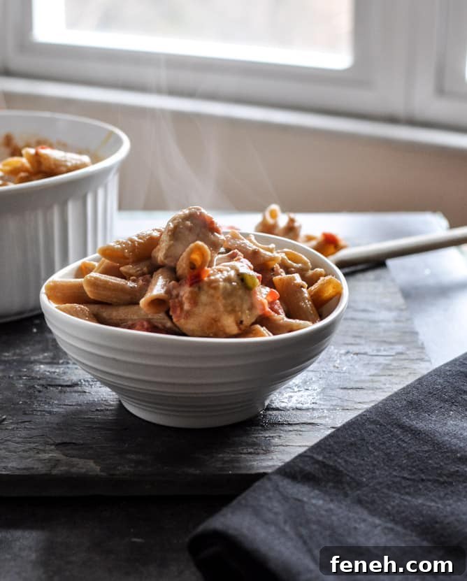 Super Easy Creamy Tomato and Chicken Baked Penne