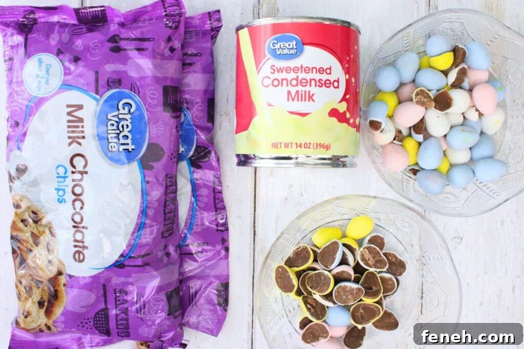 ingredients to make mini egg fudge