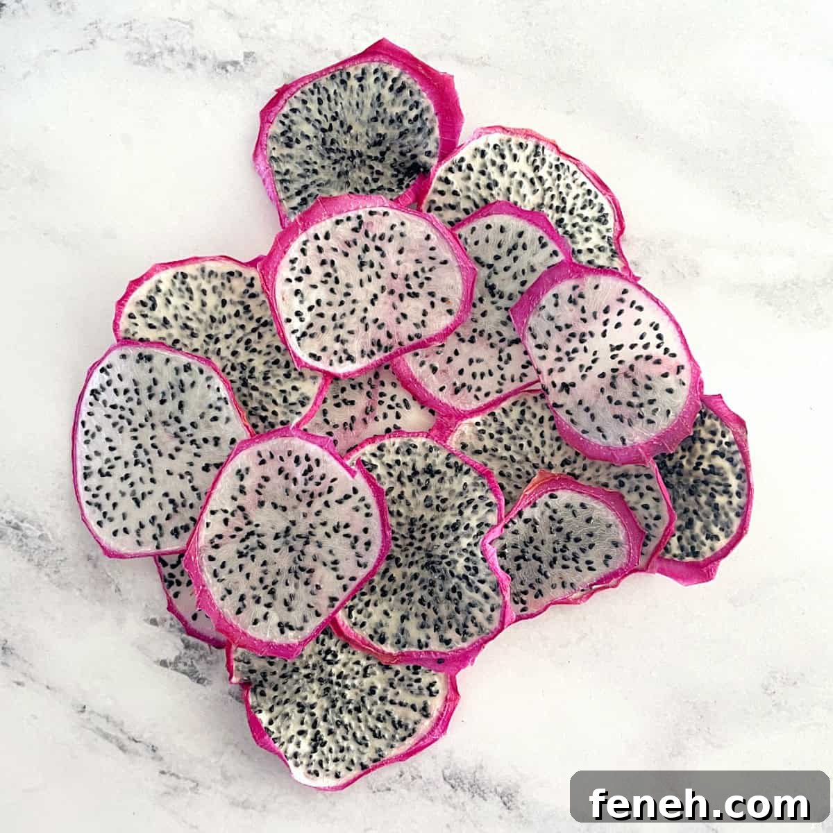 dried white dragon fruit in a pile.