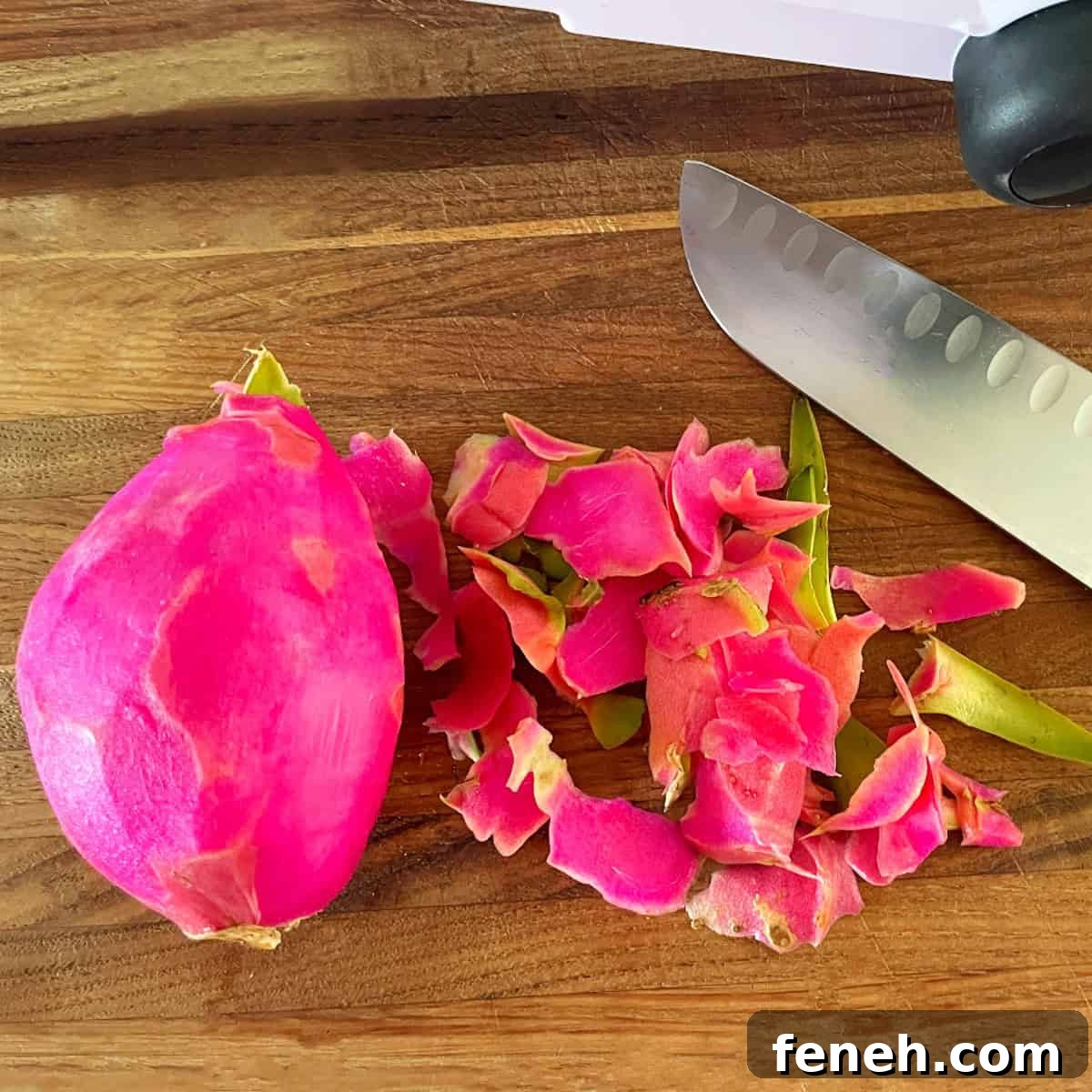 dragonfruit with skin cut off.