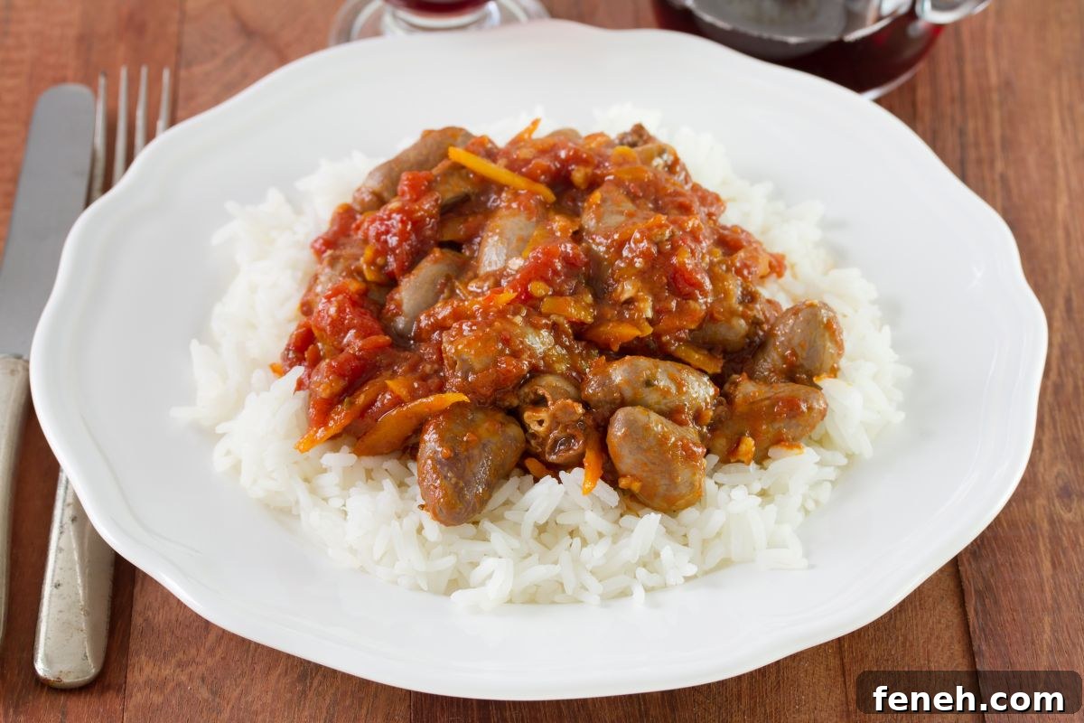 chicken hearts and rice
