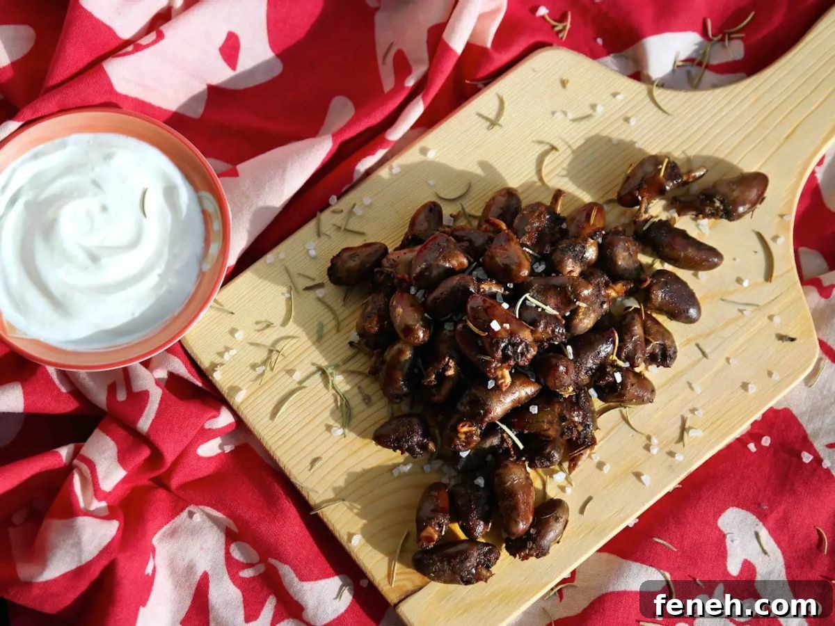 pan fried chicken hearts