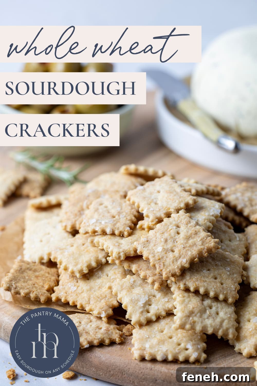 Crispy Whole Wheat Sourdough Crackers Recipe 11 Whole Wheat Sourdough Crackers - Pinterest Image