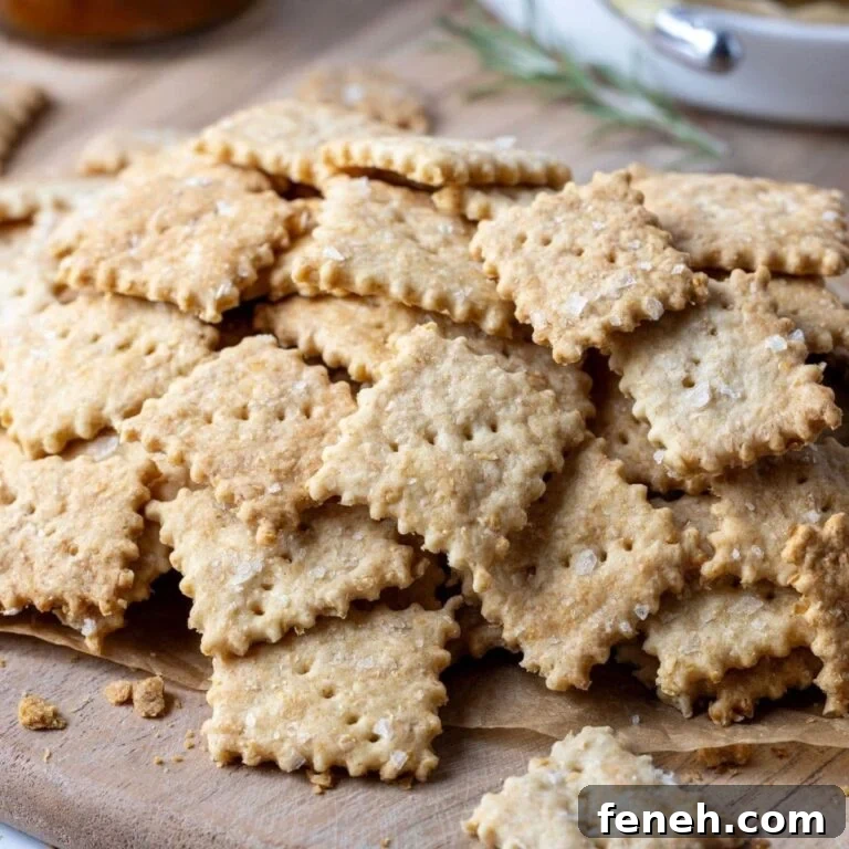 Crispy Whole Wheat Sourdough Crackers Recipe 12 A generous stack of whole wheat sourdough crackers with frilly edges.