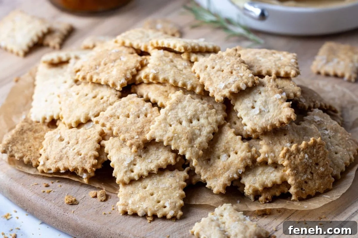 Crispy Whole Wheat Sourdough Crackers Recipe 4 A generous stack of whole wheat sourdough crackers with frilly edges.