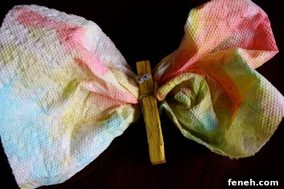 paper towel butterfly magnet made by toddlers 