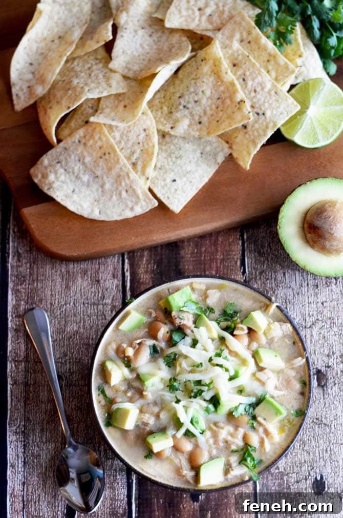 Crock Pot White Bean Chili. This creamy white chili is absolutely delicious and easy to make in the slow cooker. Also, it doesn't use any canned soups!