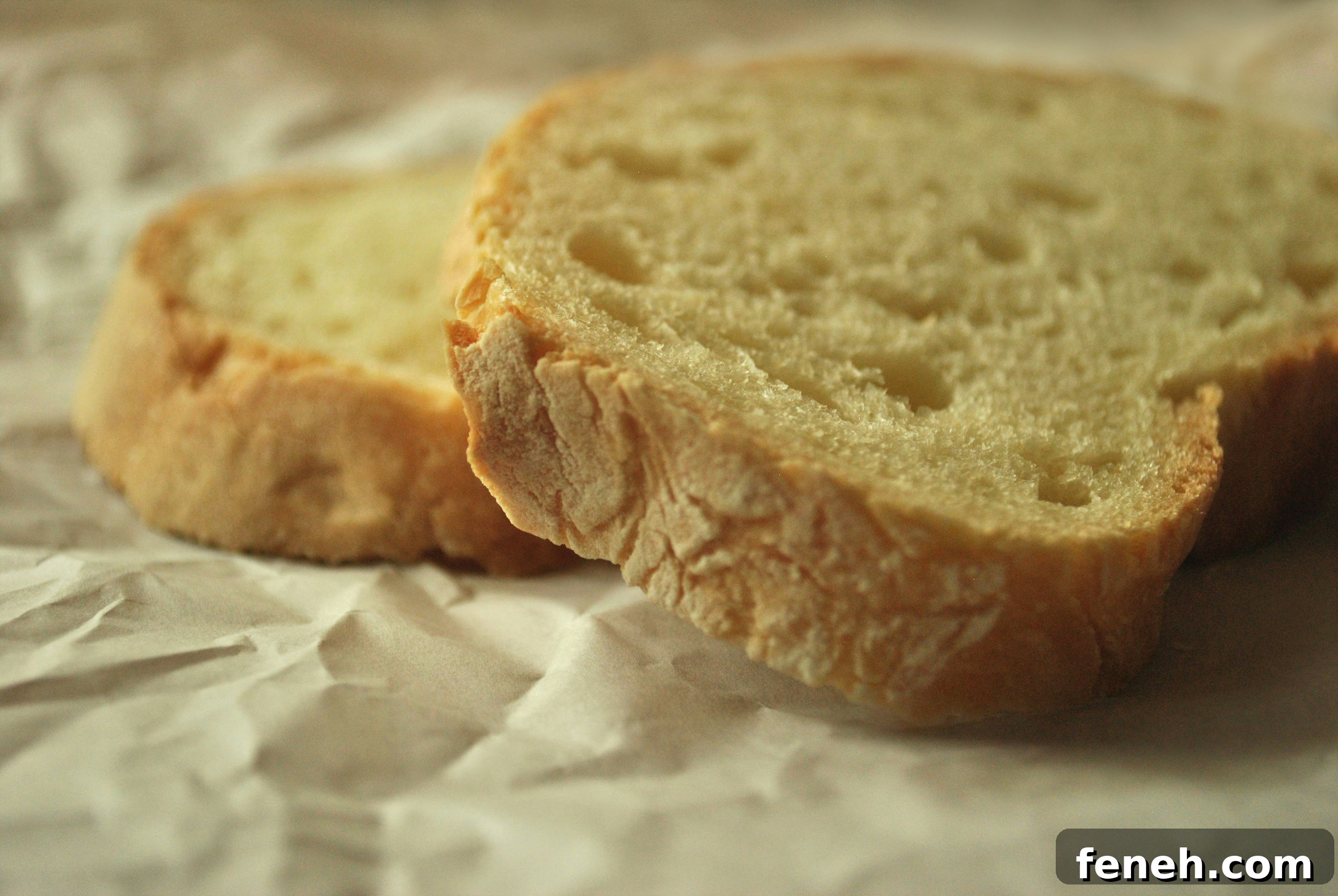 Slices of sourdough bread under the morning light