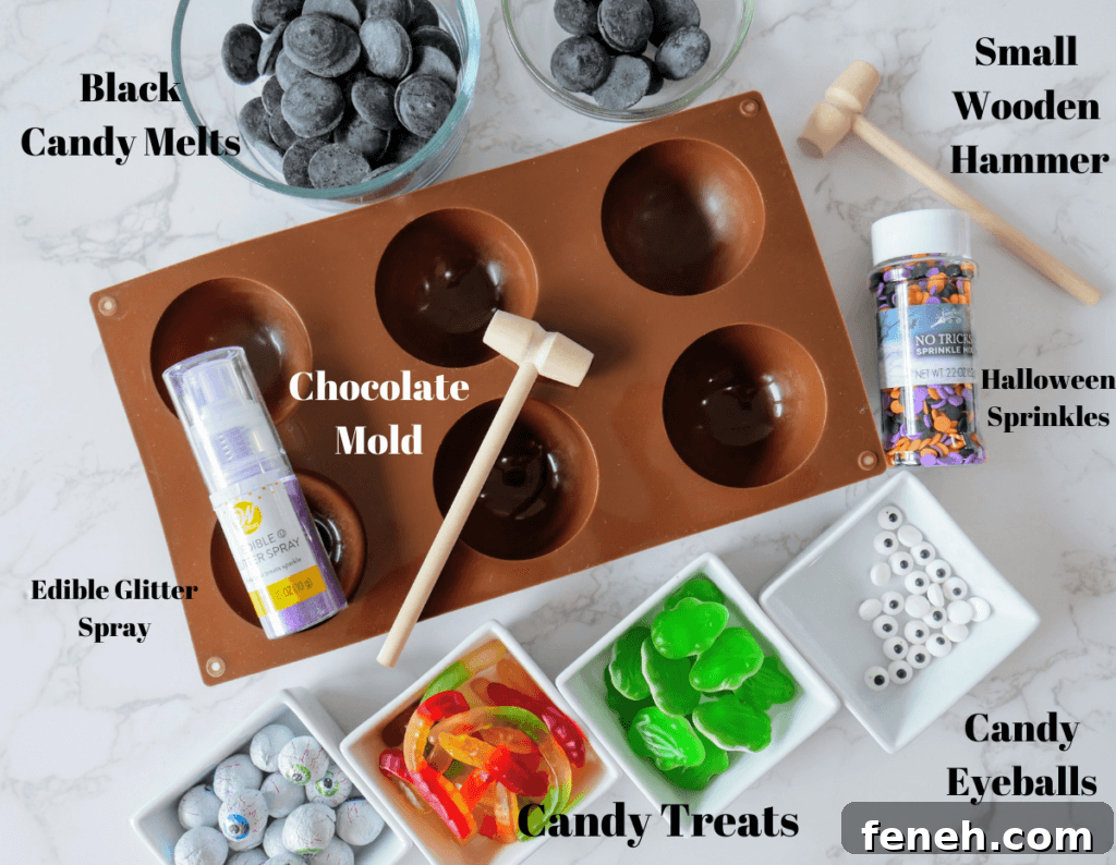Supplies for chocolate piñatas
