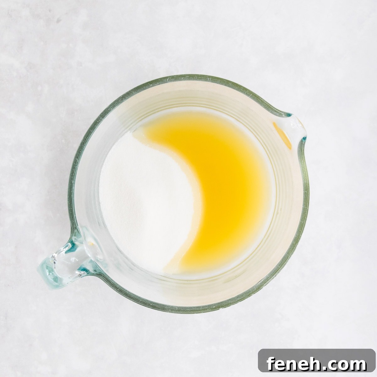 Lemon juice and caster sugar in a small pyrex jug. 