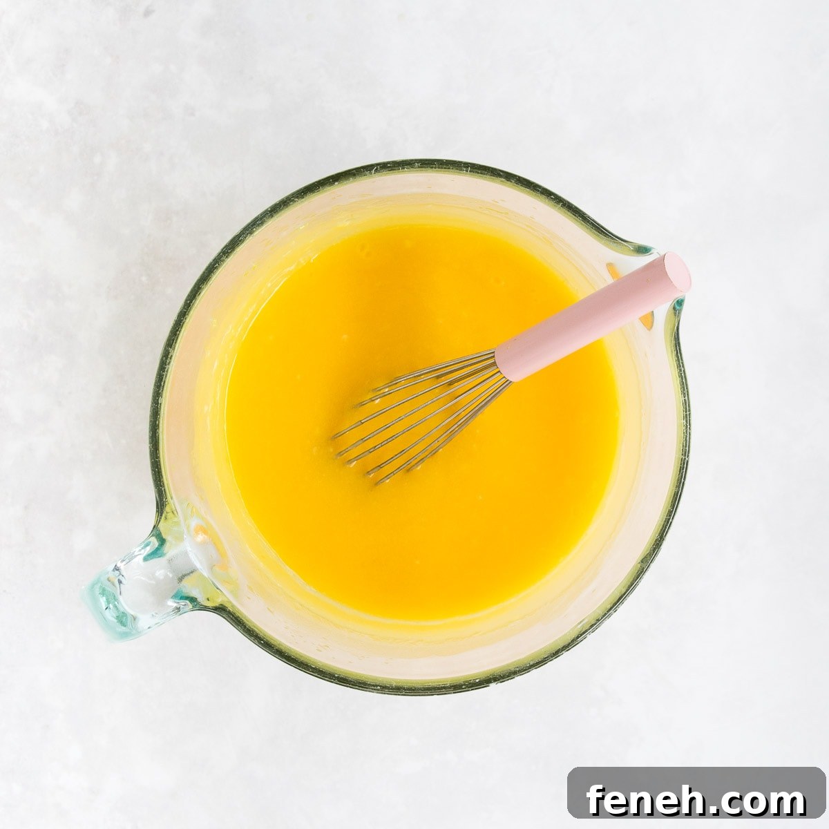 The cooked lemon curd in the pyrex jug. 