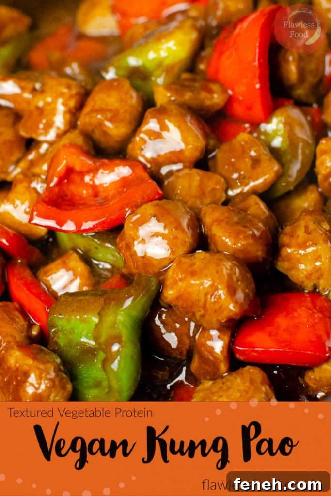 Textured vegetable protein Vegan Kung Pao image for pinterest