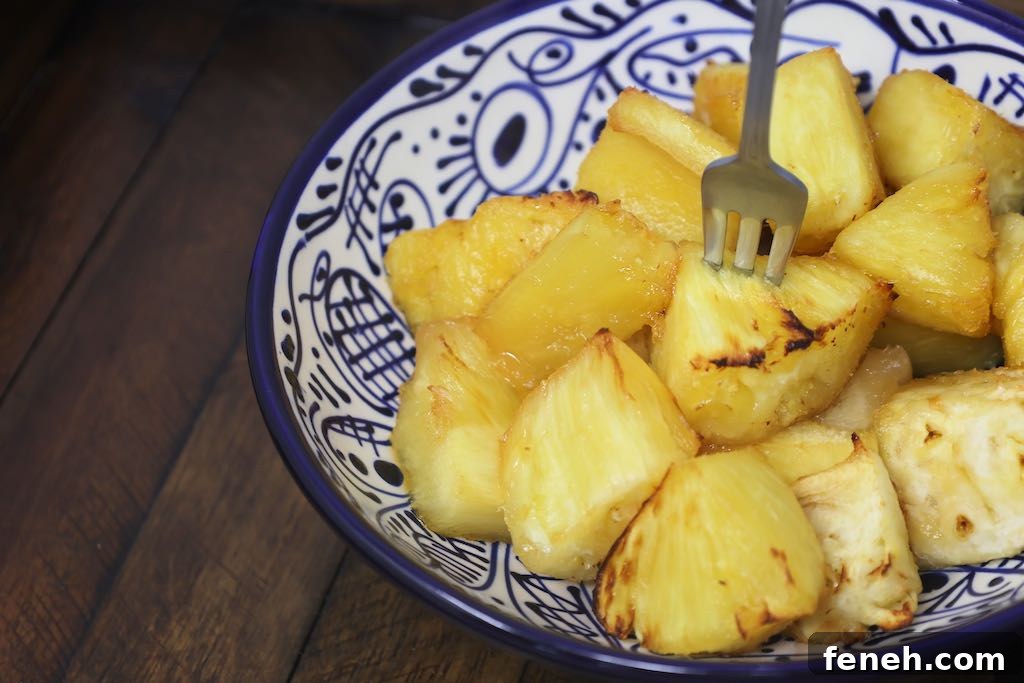 air fryer roasted pineapple with dip