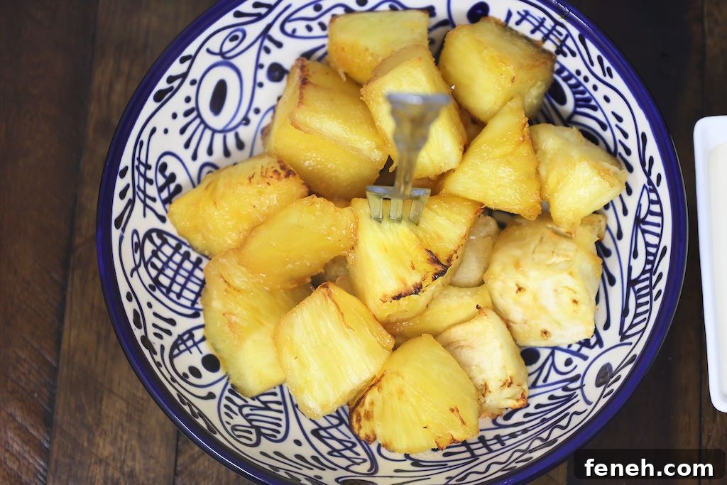 Air Fryer Roasted Honey Lime Pineapple