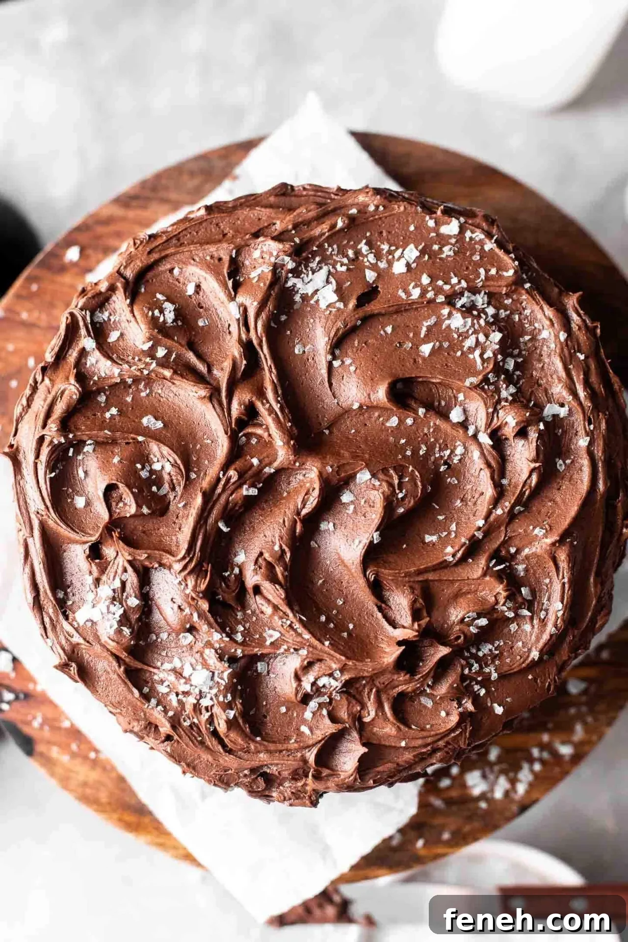 decorated gluten free chocolate cake on cake stand (1)