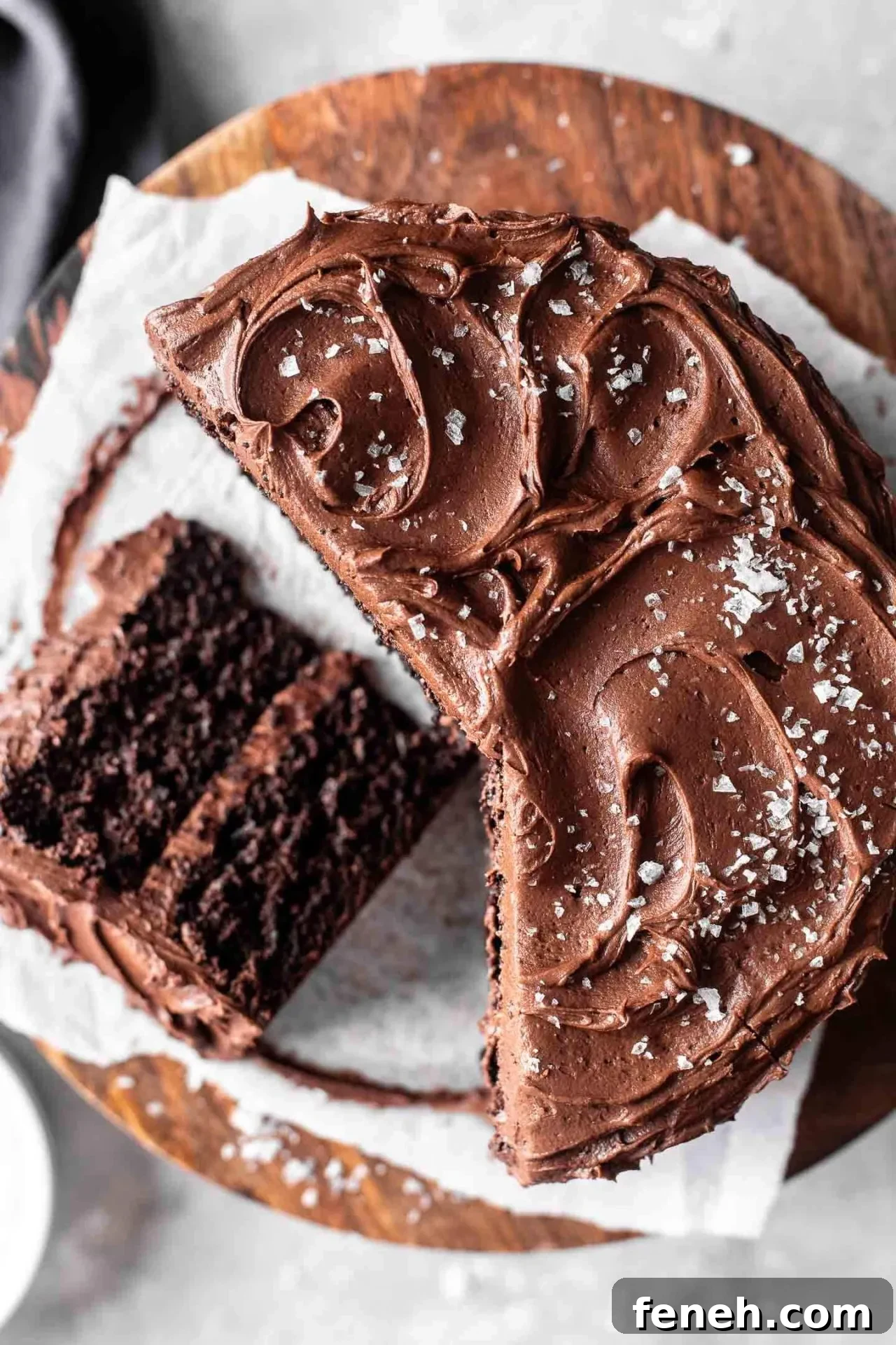 sliced gluten free chocolate cake on cake stand (5)