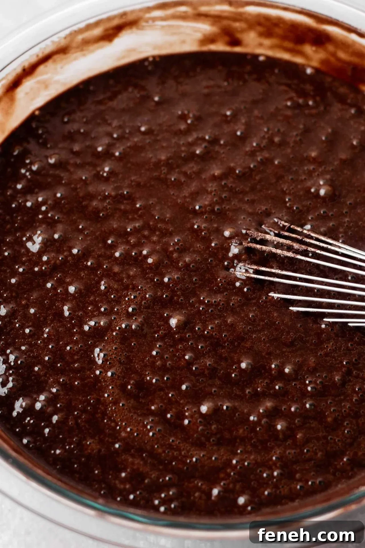gluten free chocolate cake complete batter in bowl