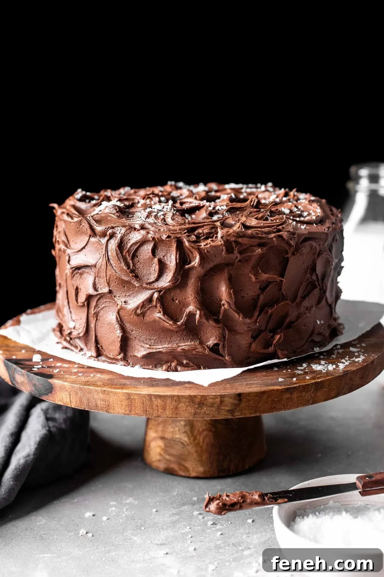 decorated gluten free chocolate cake on cake stand (2)