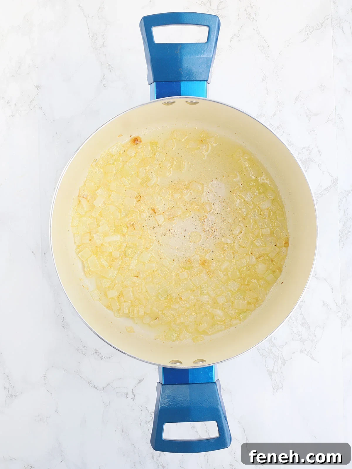 chopped onions sautéed in butter in a large stock pot