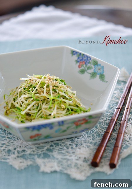 Pea-sprout-2 Pea sprout side dish in a bowl.