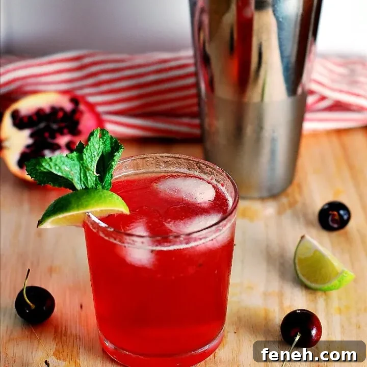 Cherry Pomegranate Mojito #cocktail by The Redhead Baker