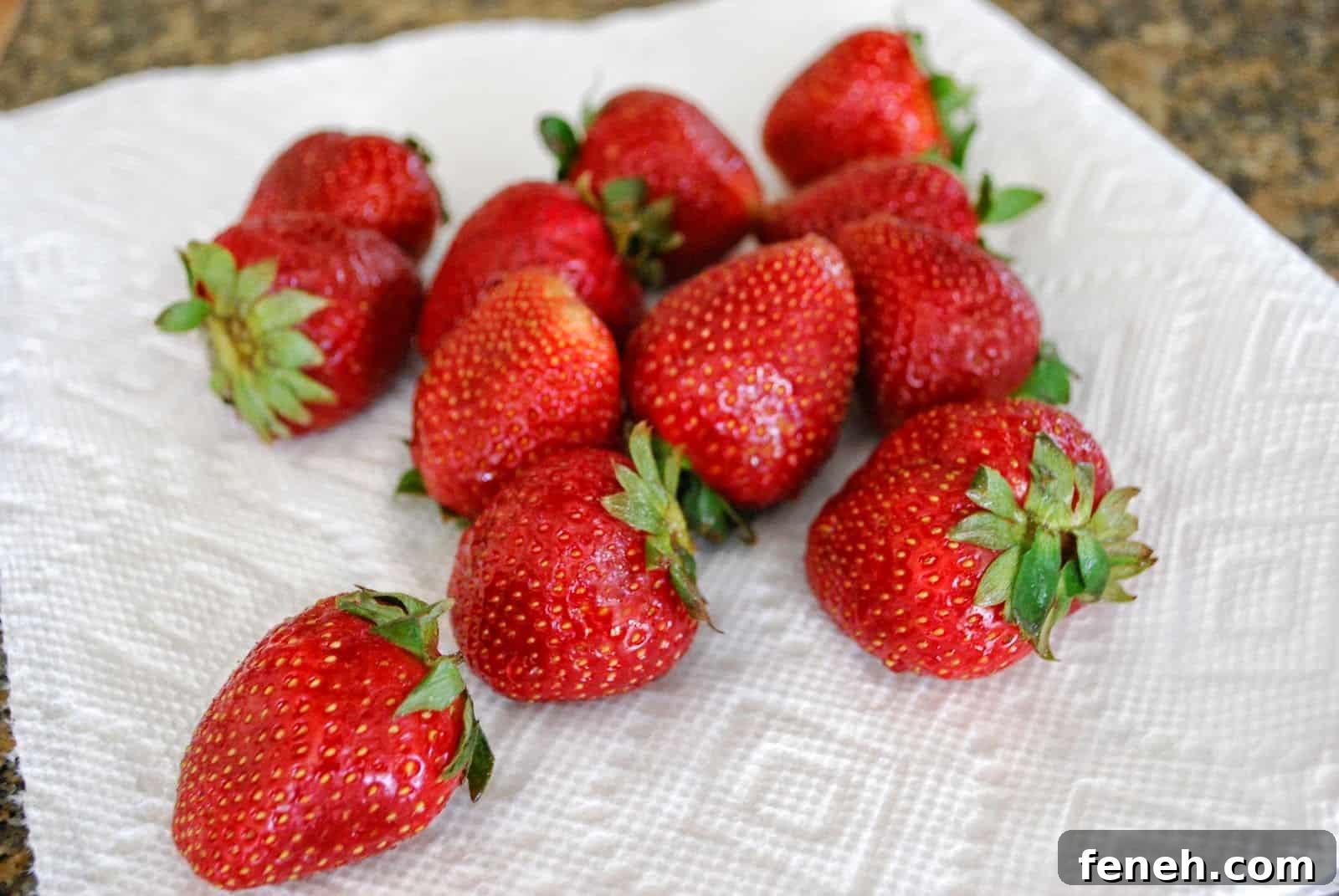 strawberries on a paper towel