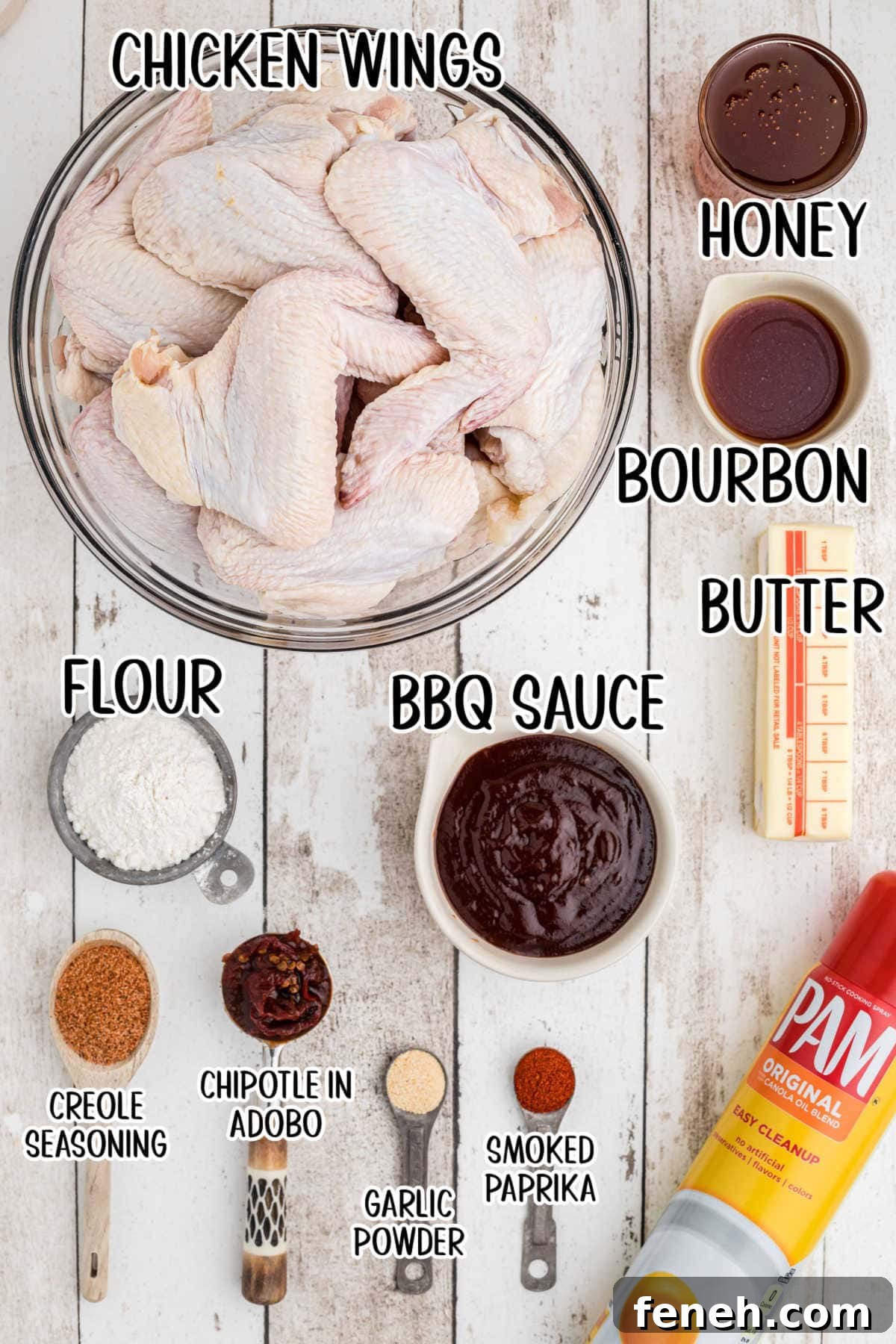 Ingredients for oven baked chicken wings.