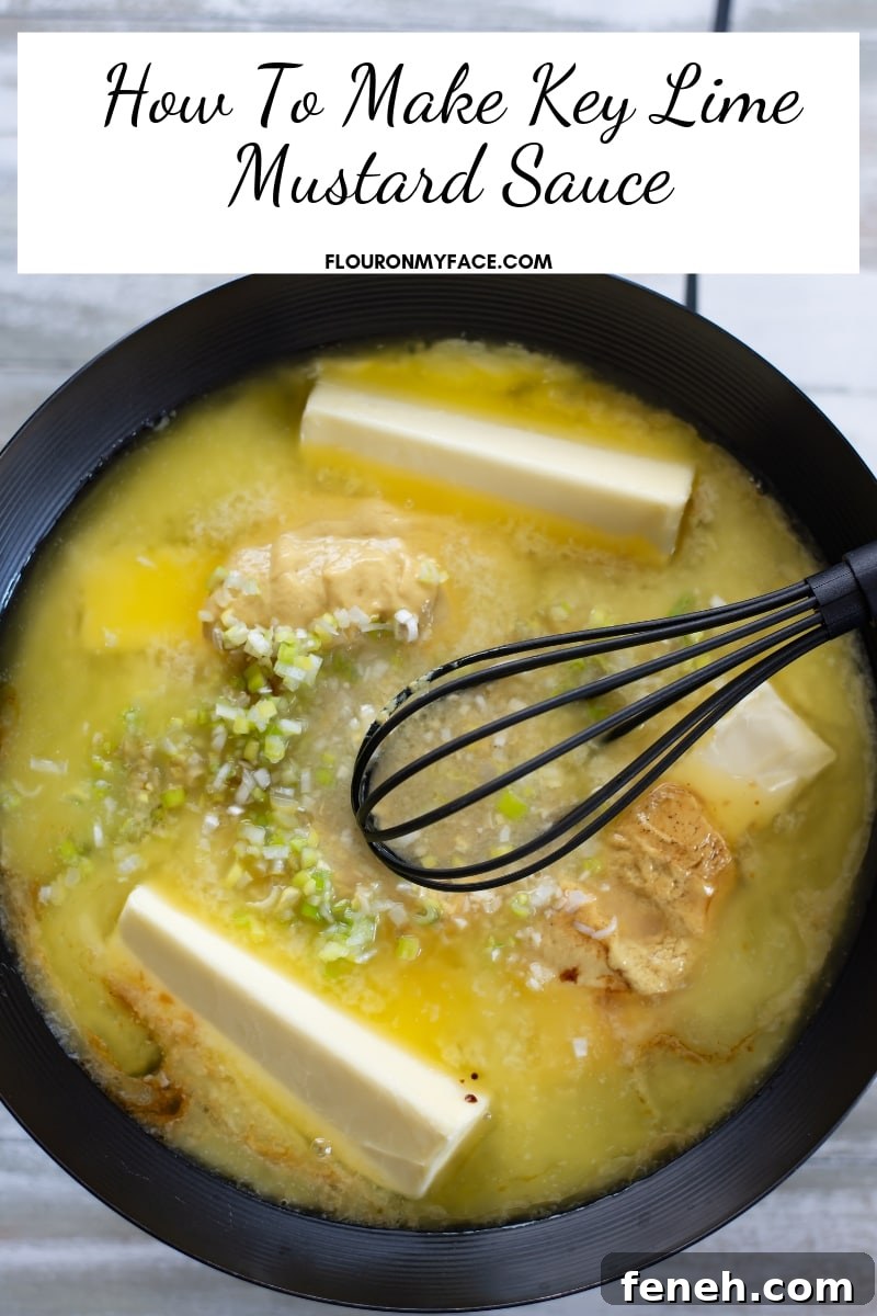 Black skillet with Key Lime Mustard Sauce ingredients