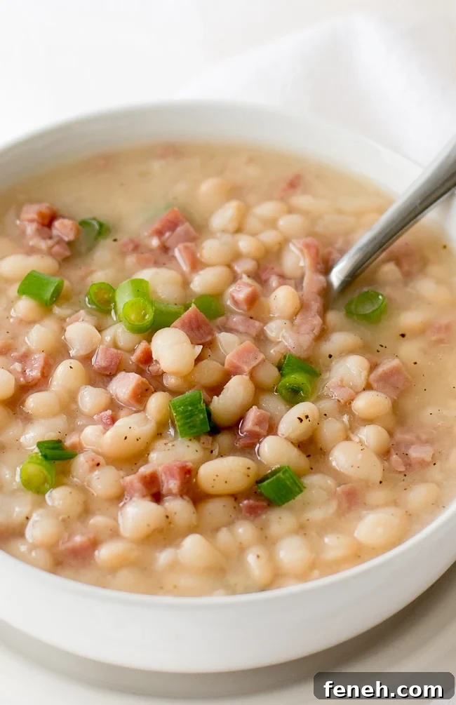 Old Fashioned Bean Soup Recipe - This easy navy bean soup with ham was a staple in my family! It's so warming and delicious!