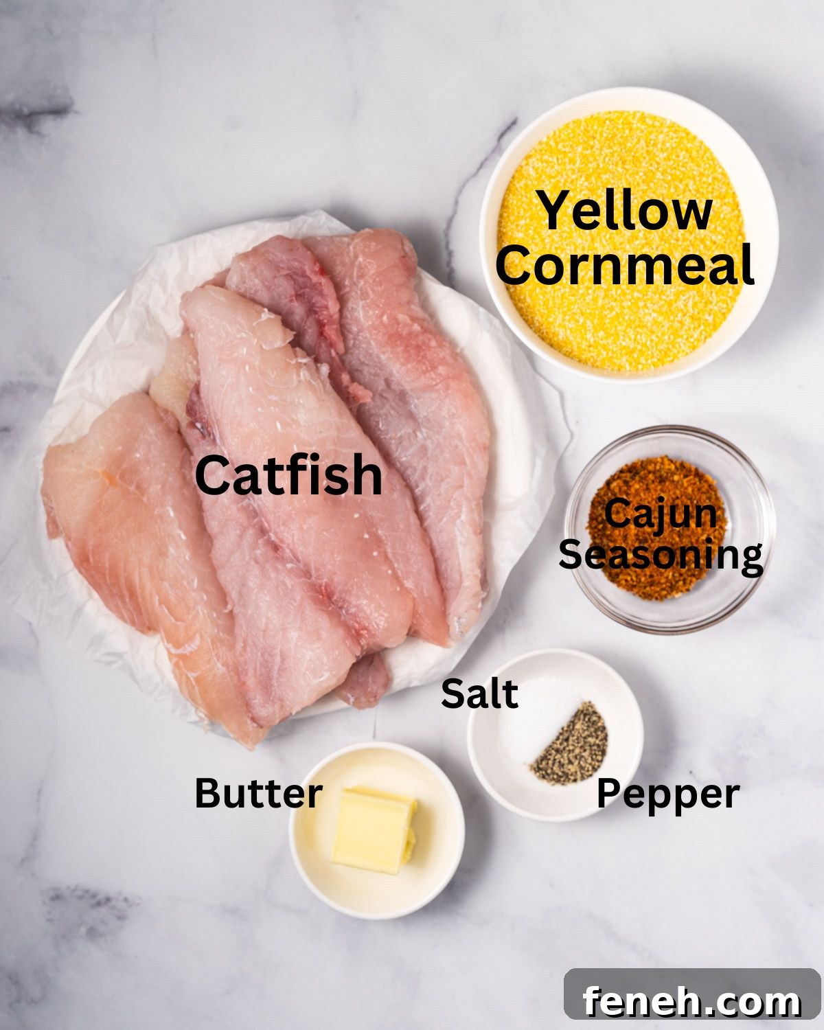 Ingredients needed for air fryer catfish.