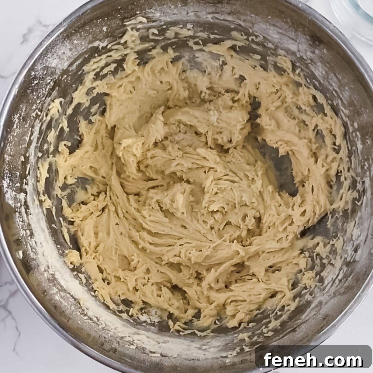 creamed butter and sugar in a bowl.