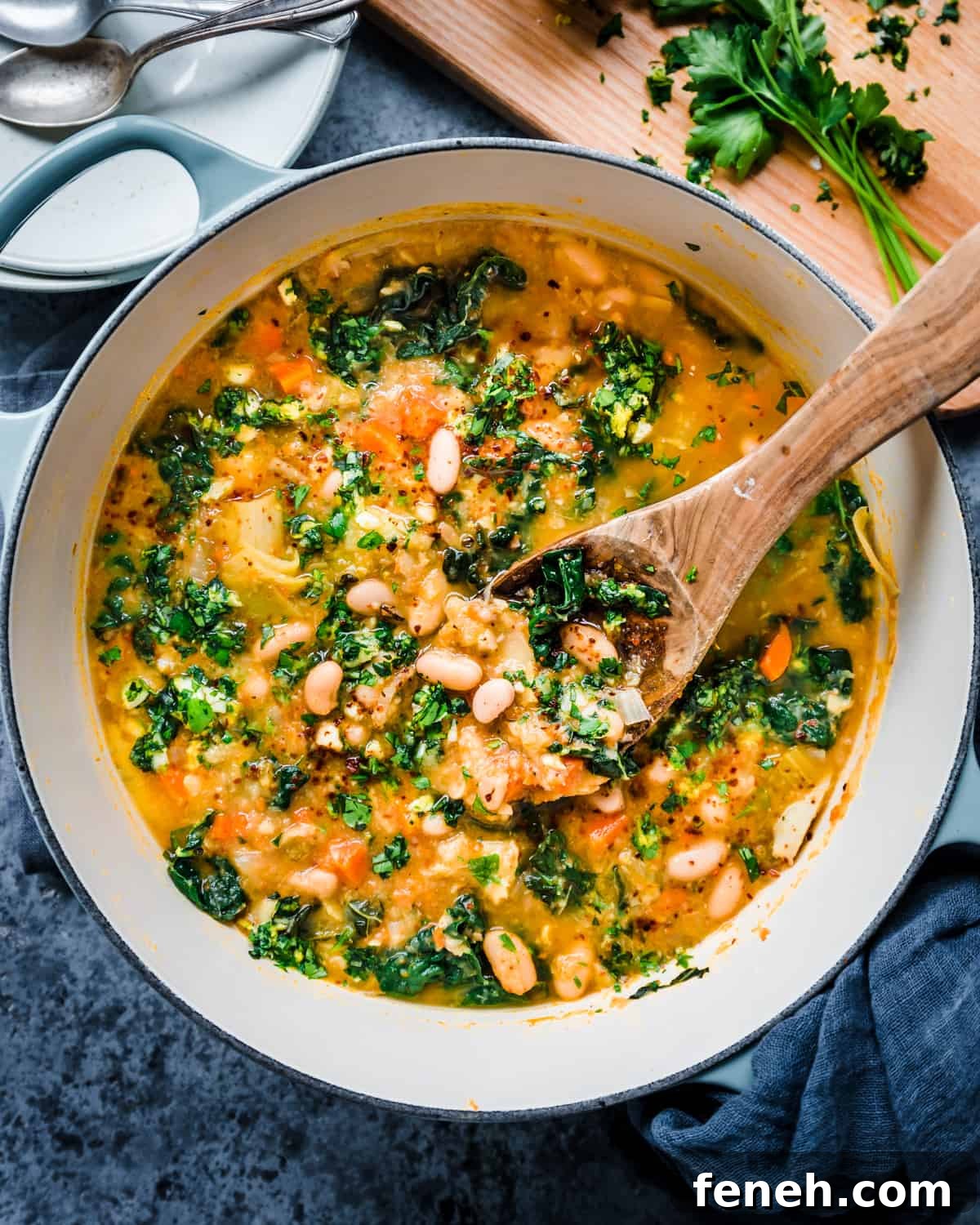 Creamy White Bean Soup with Kale