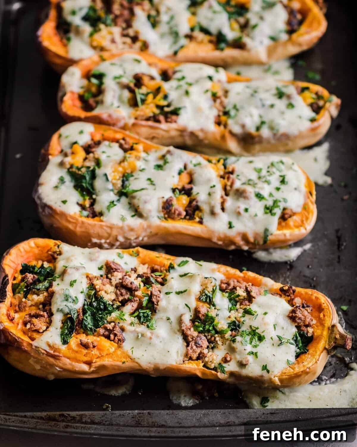 Vegan Sausage Stuffed Butternut Squash