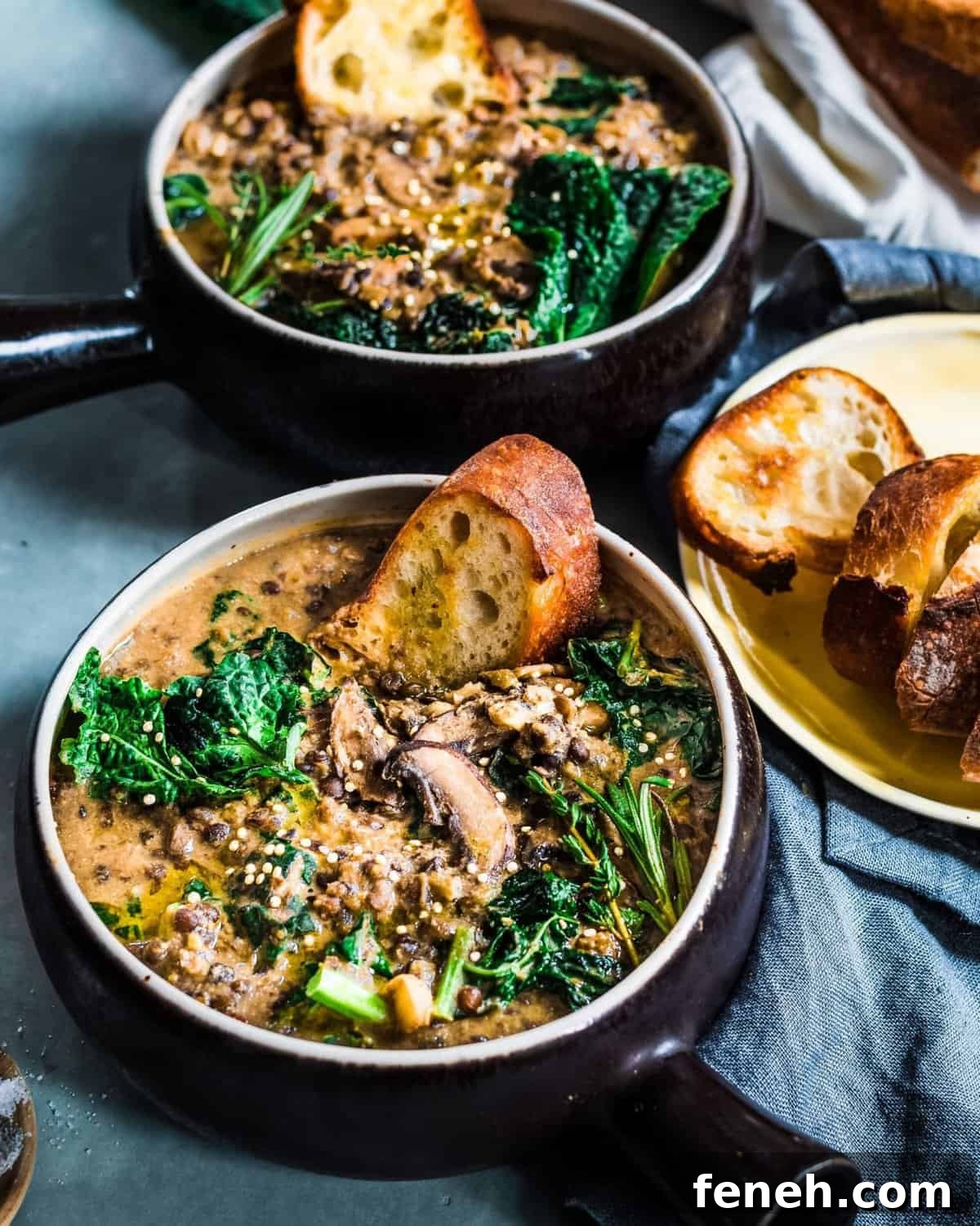 Creamy Mushroom and Black Beluga Lentil Stew