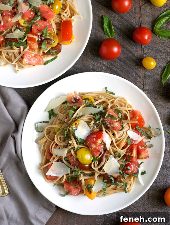 Whole Wheat Spaghetti with No Cook Tomato Sauce