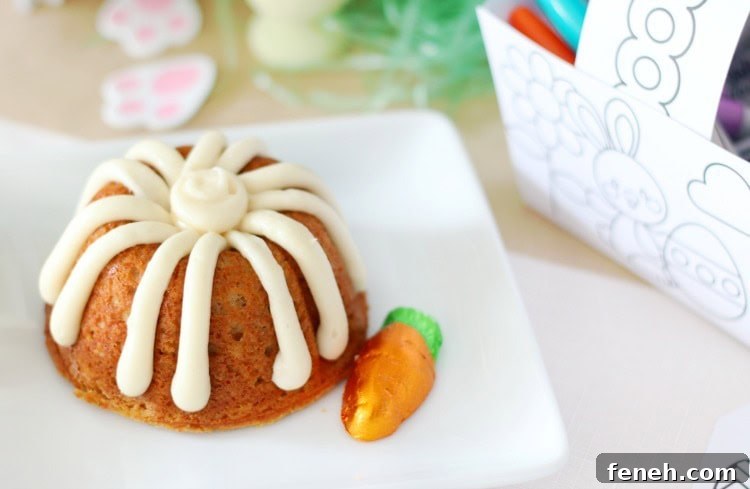 mini carrot bundt cake on white plate