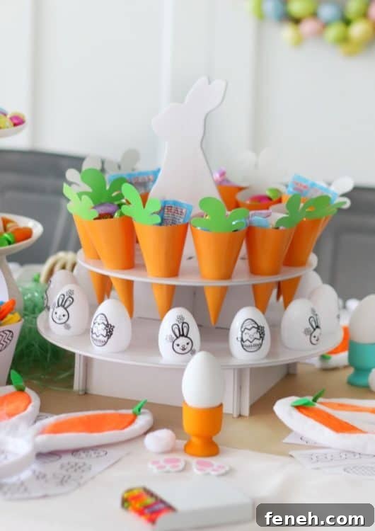 easter stand with paper treat cones