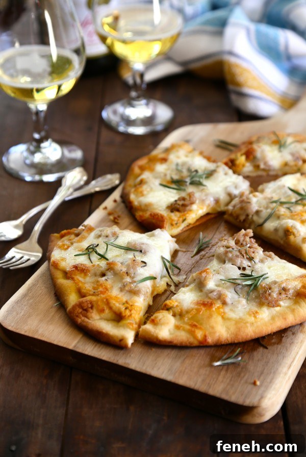 pumpkin naan pizza with gruyere & fresh herbs