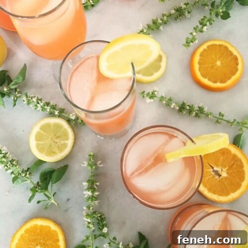 4 glasses filled with orange party punch. featured image.