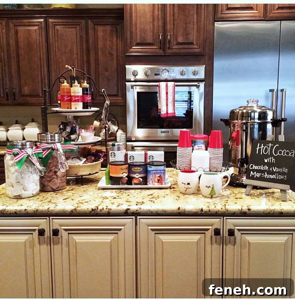 supplies for hot chocolate bar at home.