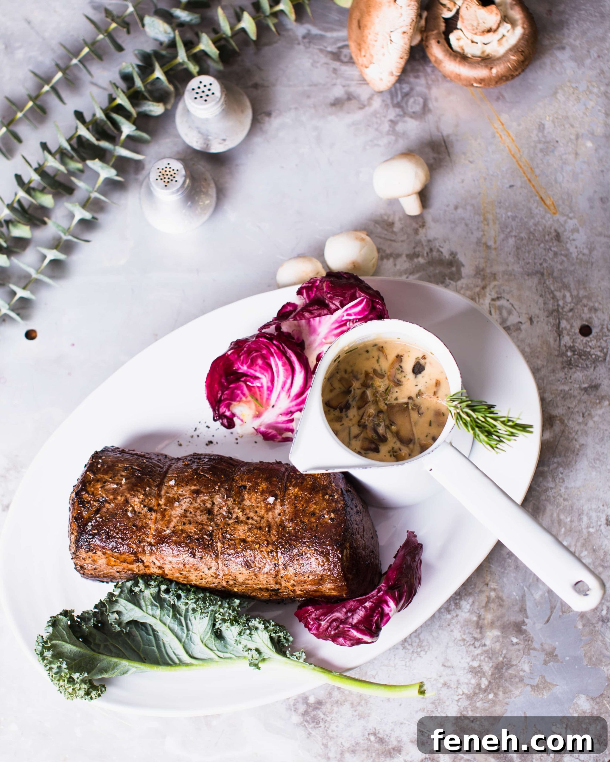 Roast Beef Tenderloin with Mushroom Cream Sauce