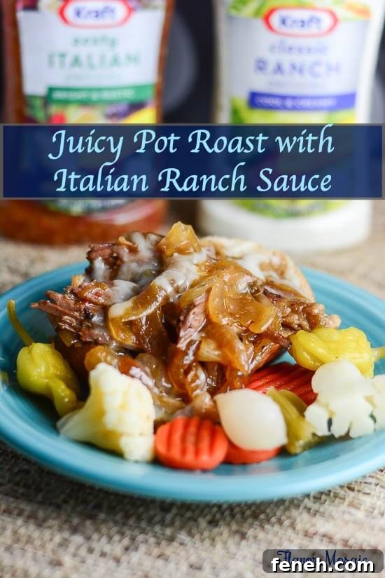 Slow Cooker Juicy Pot Roast Recipe with Italian Ranch Sauce #FoodDeservesDelicious #shop #cbias