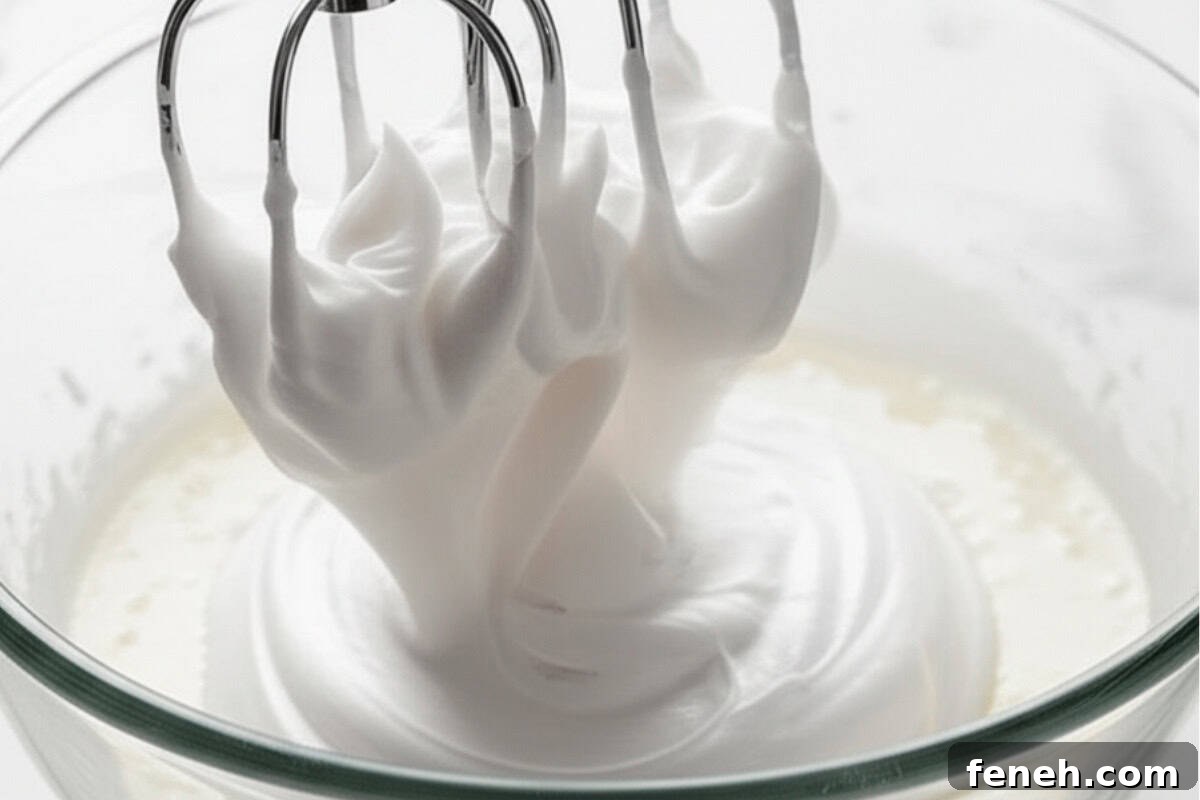 beat egg whites with hand mixer until stiff peaks form