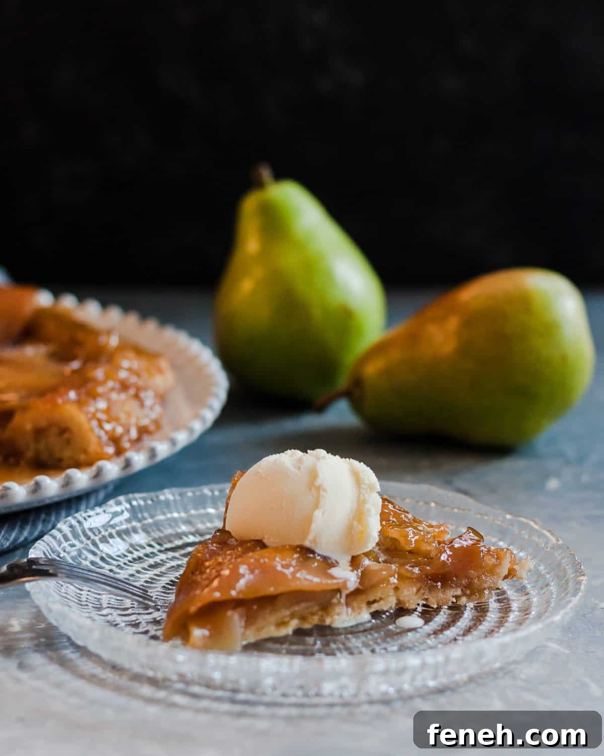 A unique seasonal fall dessert, caramelized pear upside down pie is a great reason to break out the cast iron cookware! * Recipe on GoodieGodmother.com